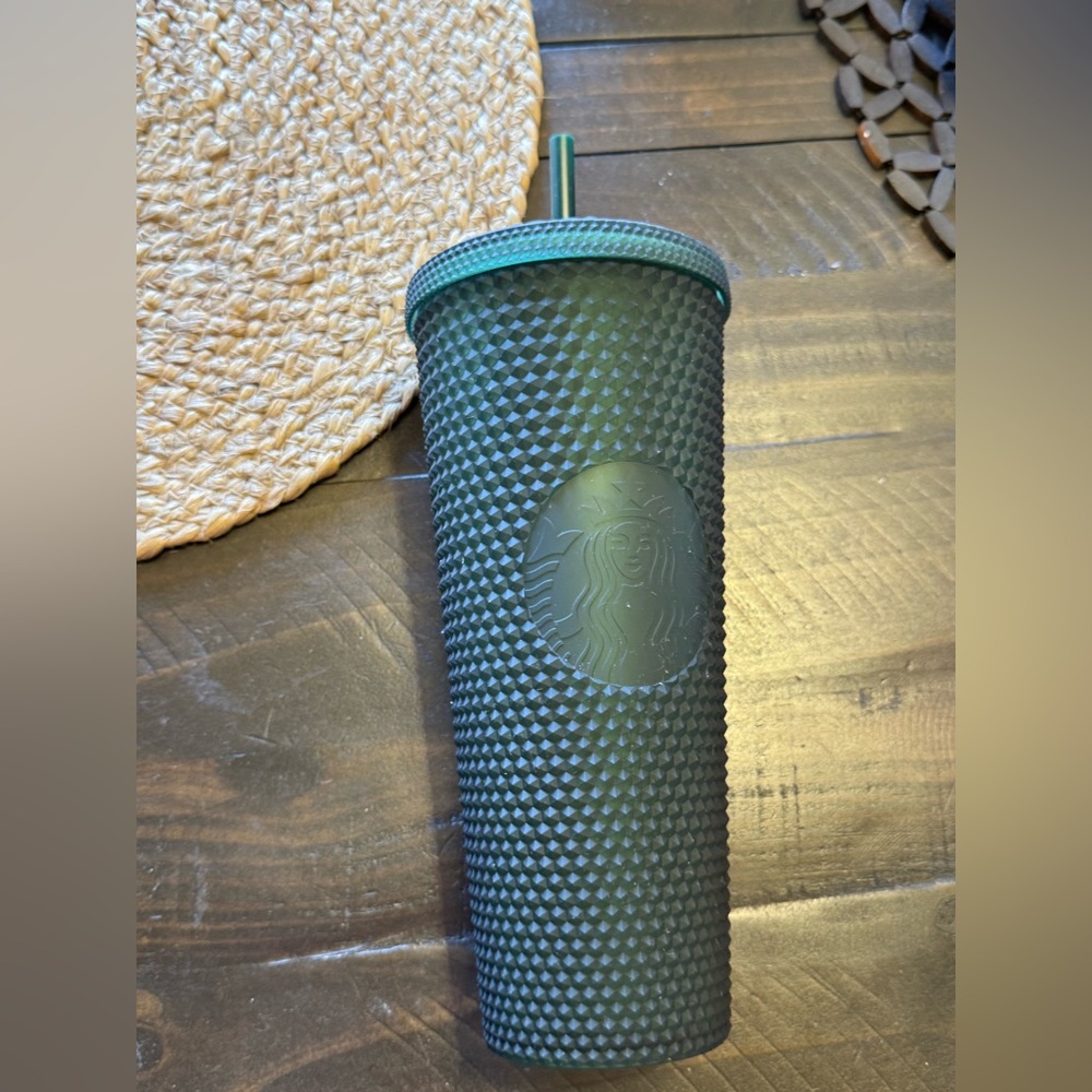 Starbucks Matte Dark Green Studded Tumbler with Straw